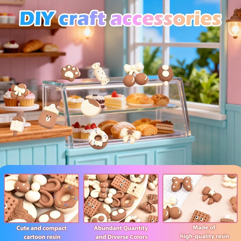 CIYOJA 50PCS Coffee Brown Food Resin Blind Bags: Mini Cute Charms for Crafts, DIY Phone Case Decorations, Scrapbooking & Resin Miniatures - Image 3